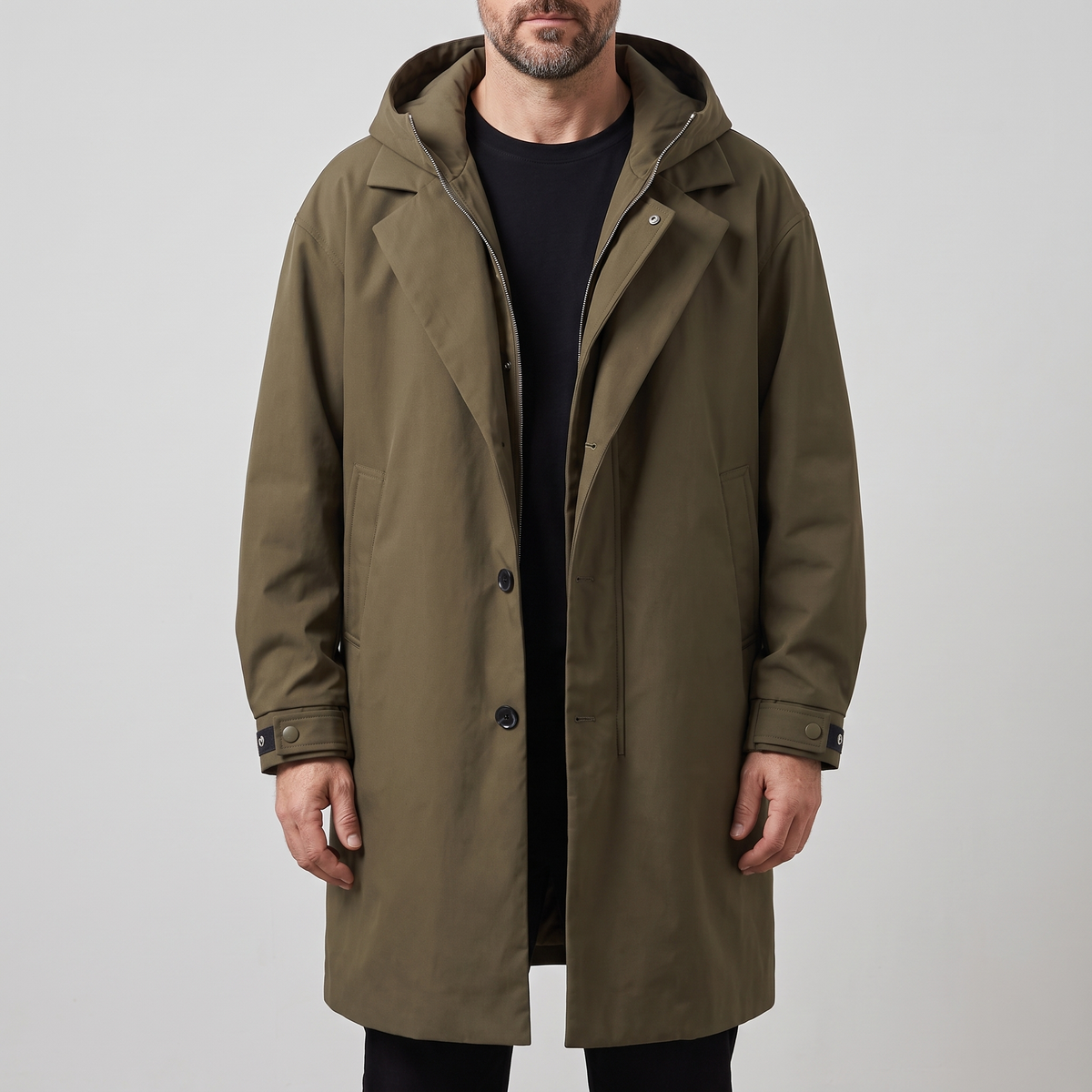 Herrenmantel mit Kapuze und tailliertem Schnitt | A&B - 1 - Annoboutique