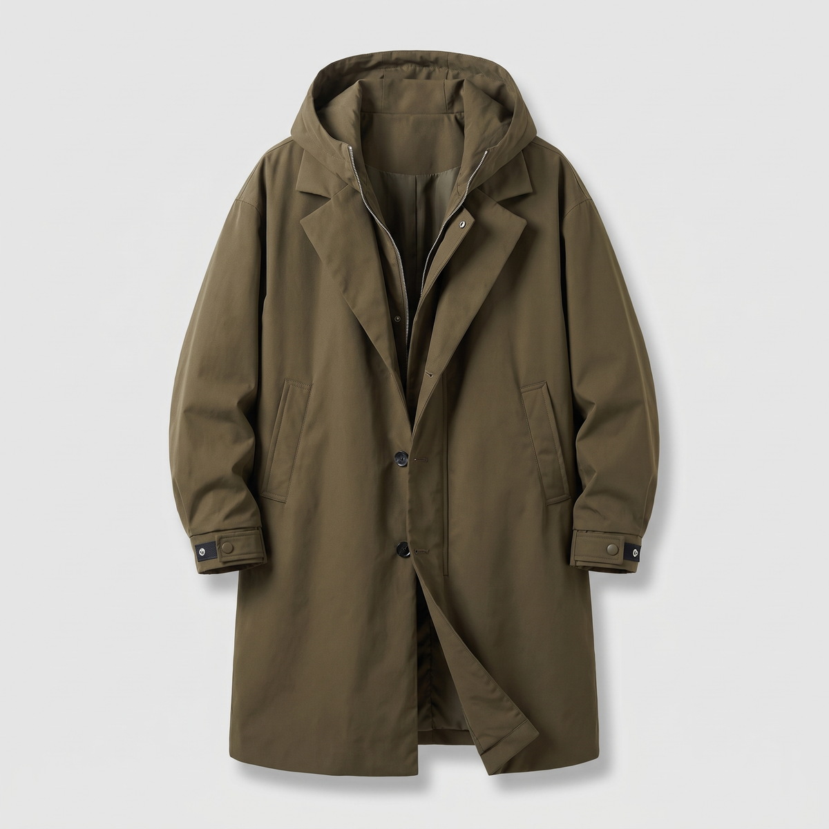 Herrenmantel mit Kapuze und tailliertem Schnitt | A&B - 2 - Annoboutique
