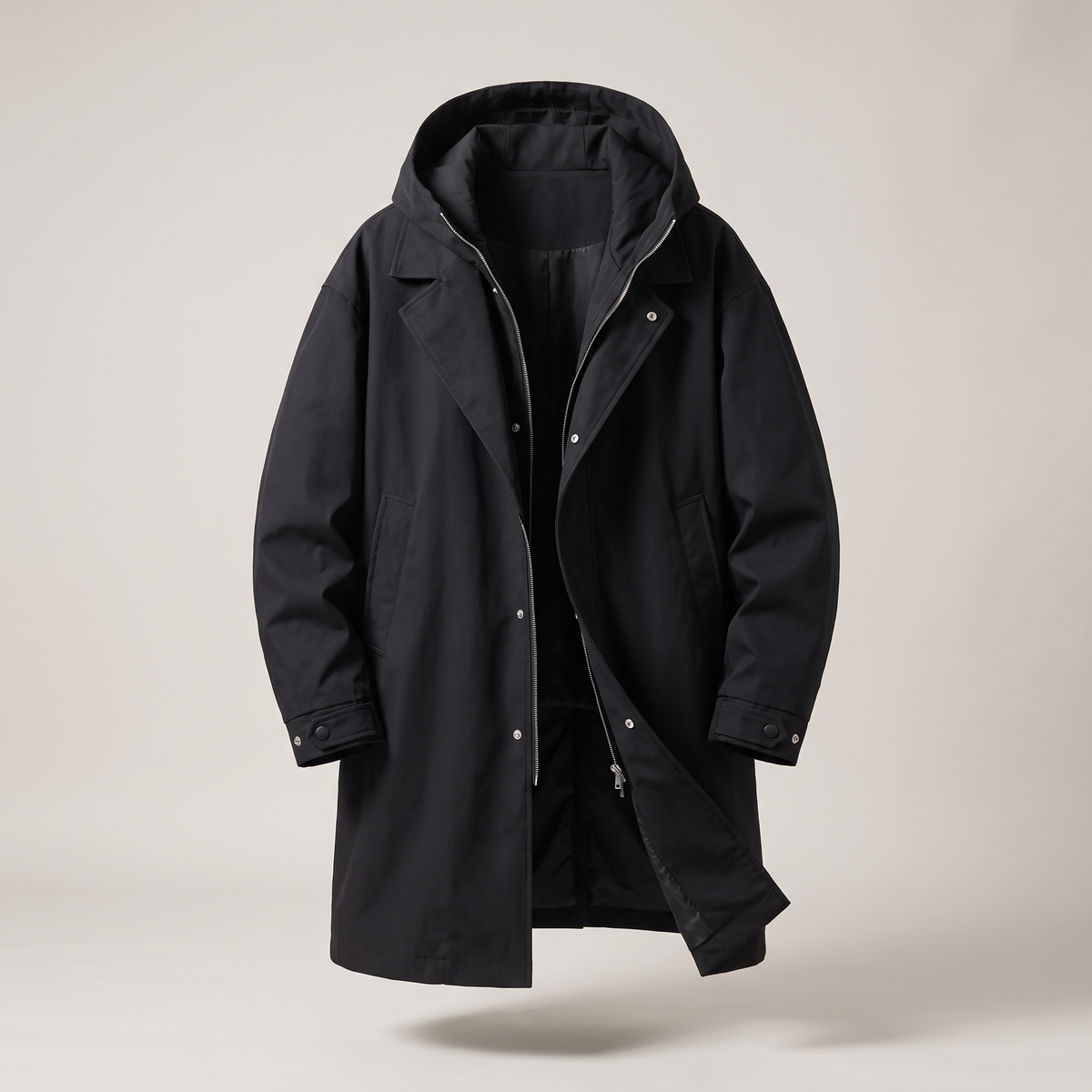 Herrenmantel mit Kapuze und tailliertem Schnitt | A&B - 3 - Annoboutique
