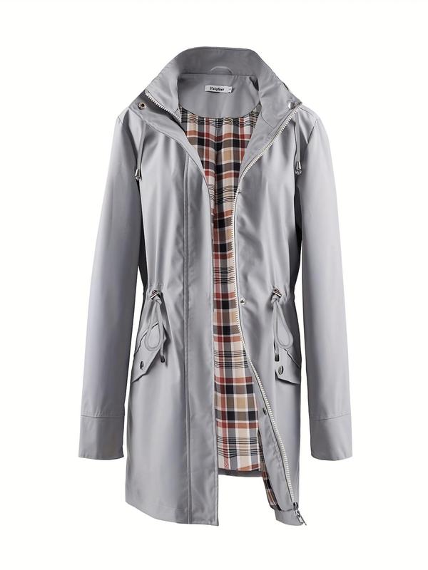 Trenchcoat Damen mit Kapuze und taillierbarem Schnitt | A&B - 3 - Annoboutique