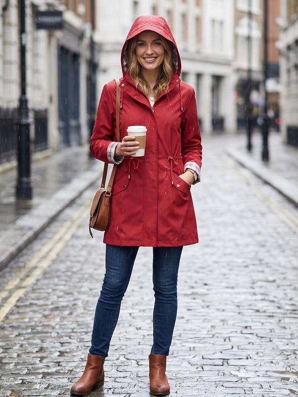 Trenchcoat Damen mit Kapuze und taillierbarem Schnitt | A&B - 5 - Annoboutique