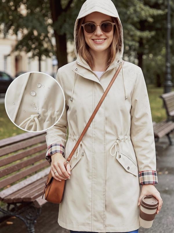 Trenchcoat Damen mit Kapuze und taillierbarem Schnitt | A&B - 8 - Annoboutique