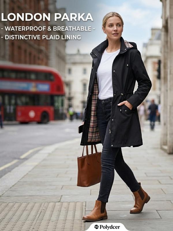 Trenchcoat Damen mit Kapuze und taillierbarem Schnitt | A&B - 10 - Annoboutique