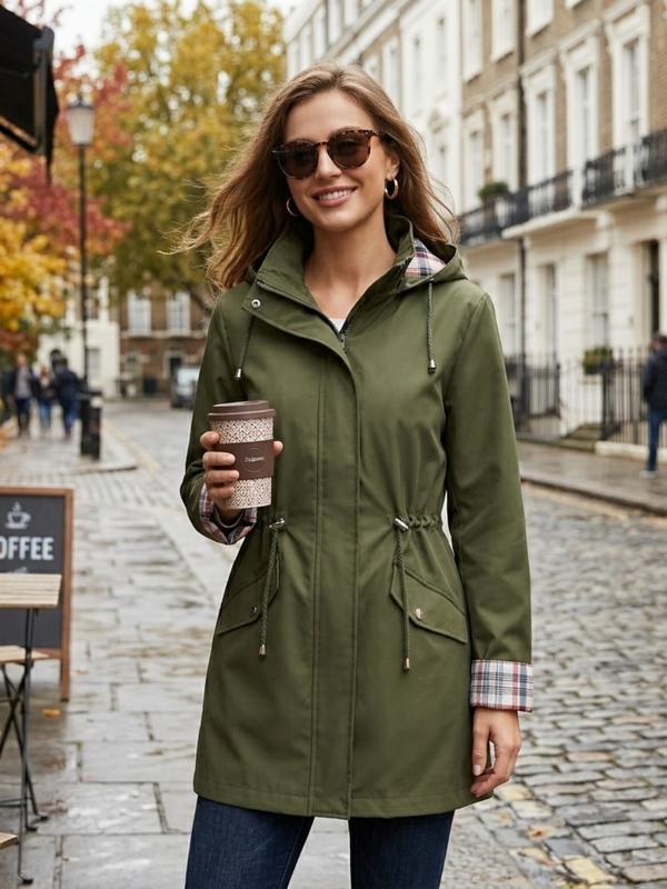 Trenchcoat Damen mit Kapuze und taillierbarem Schnitt | A&B - 11 - Annoboutique