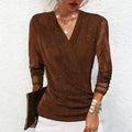 Stilvolle Bluse Damen mit V-Ausschnitt und langen Ärmeln | A&B - 6 - Annoboutique