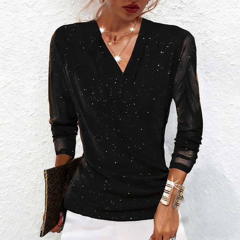 Stilvolle Bluse Damen mit V-Ausschnitt und langen Ärmeln | A&B - 7 - Annoboutique