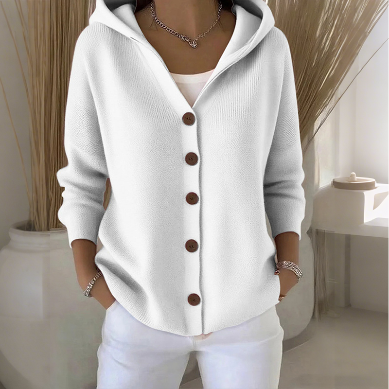 Damen Cardigan mit Kapuze und Knopfverschluss | A&B - 2 - Annoboutique