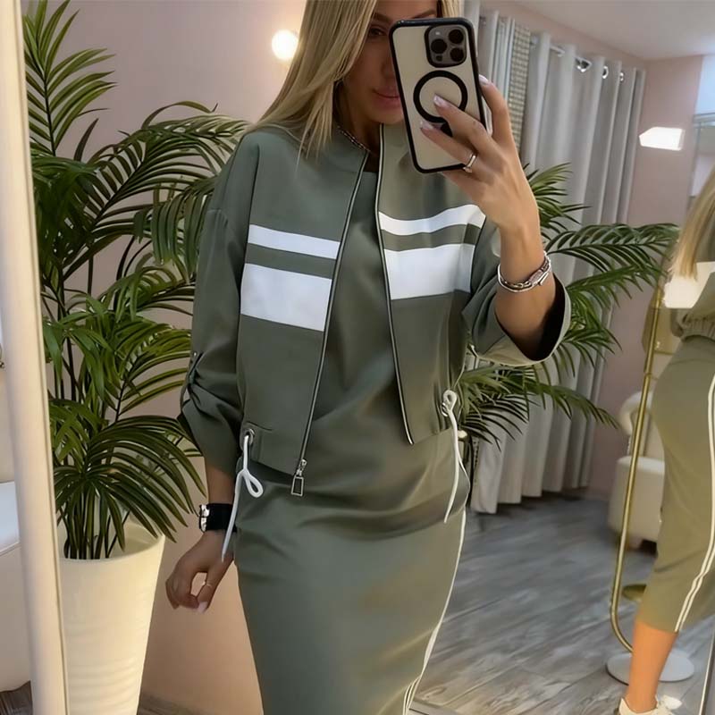 Outfit Damen mit Stehkragen und Kordelzug | A&B - 1 - Annoboutique