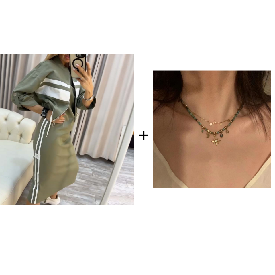 Outfit Damen mit Stehkragen und Kordelzug | A&B - 10 - Annoboutique