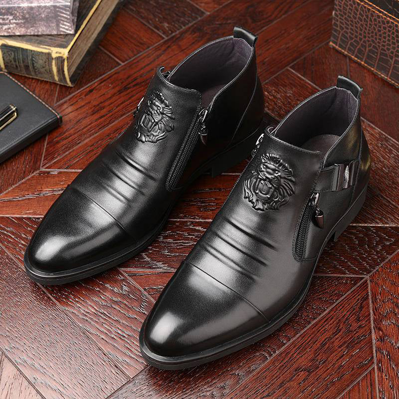 Herren Stiefeletten mit spitzem Fuß und doppeltem Reißverschluss | A&B - 1 - Annoboutique