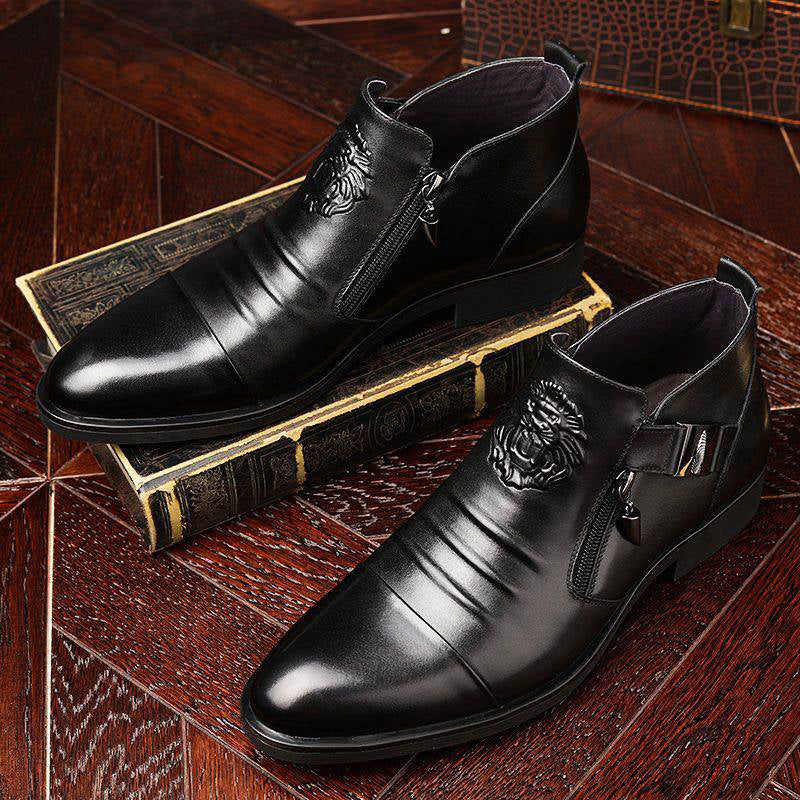 Herren Stiefeletten mit spitzem Fuß und doppeltem Reißverschluss | A&B - 2 - Annoboutique