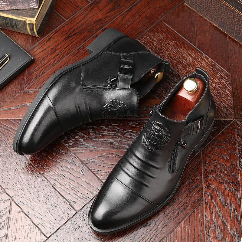 Herren Stiefeletten mit spitzem Fuß und doppeltem Reißverschluss | A&B - 3 - Annoboutique