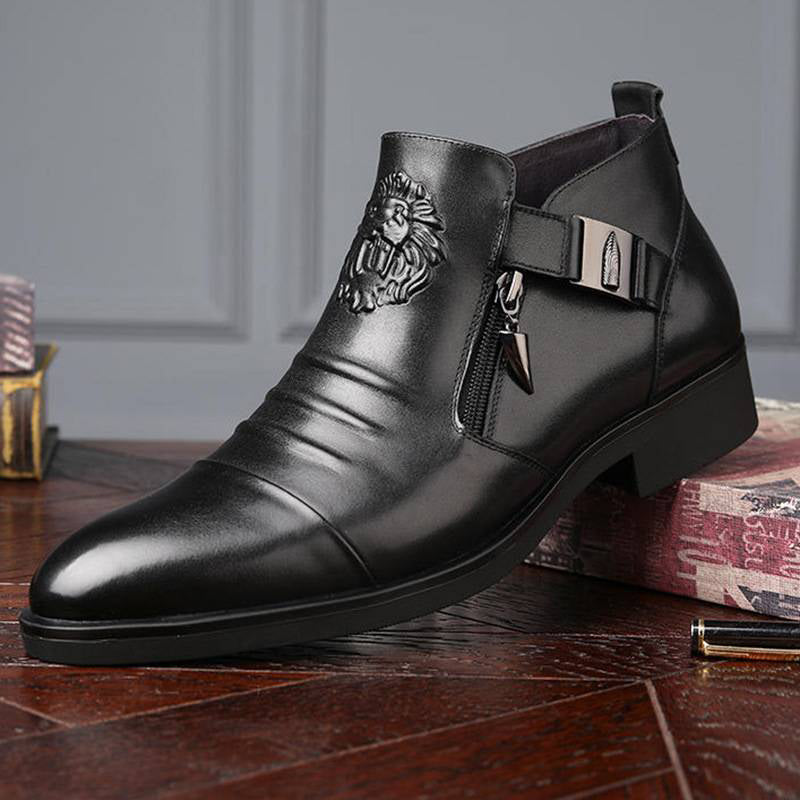 Herren Stiefeletten mit spitzem Fuß und doppeltem Reißverschluss | A&B - 4 - Annoboutique