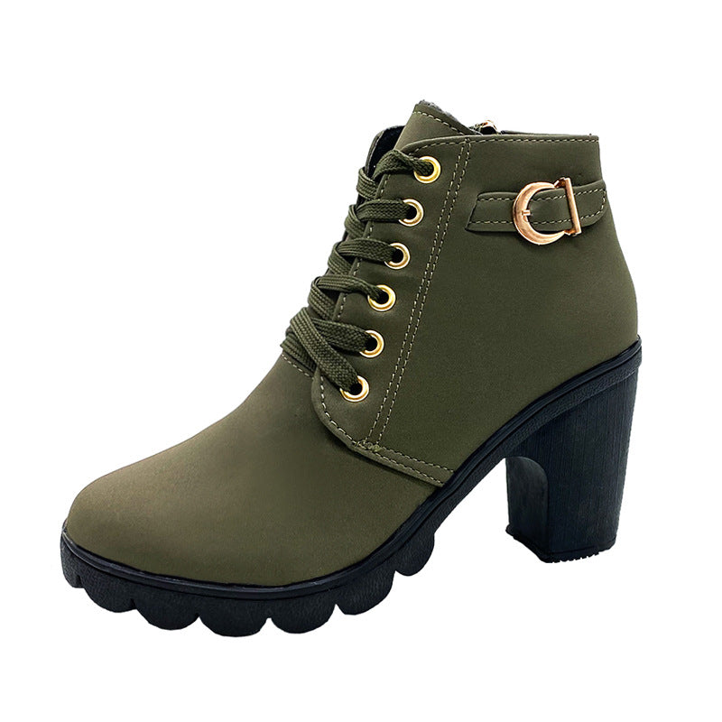 Damen Boots mit Blockabsatz und Schnürung | A&B - 7 - Annoboutique