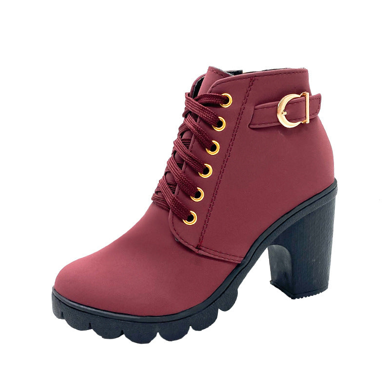 Damen Boots mit Blockabsatz und Schnürung | A&B - 9 - Annoboutique