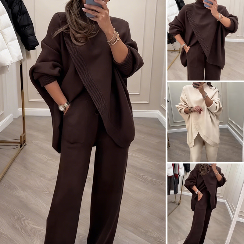 Outfit Damen mit asymmetrischem Pullover und weitem Schnitt | A&B - 1 - Annoboutique