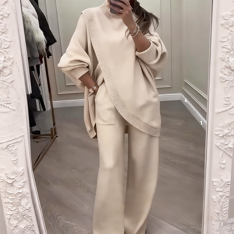 Outfit Damen mit asymmetrischem Pullover und weitem Schnitt | A&B - 2 - Annoboutique