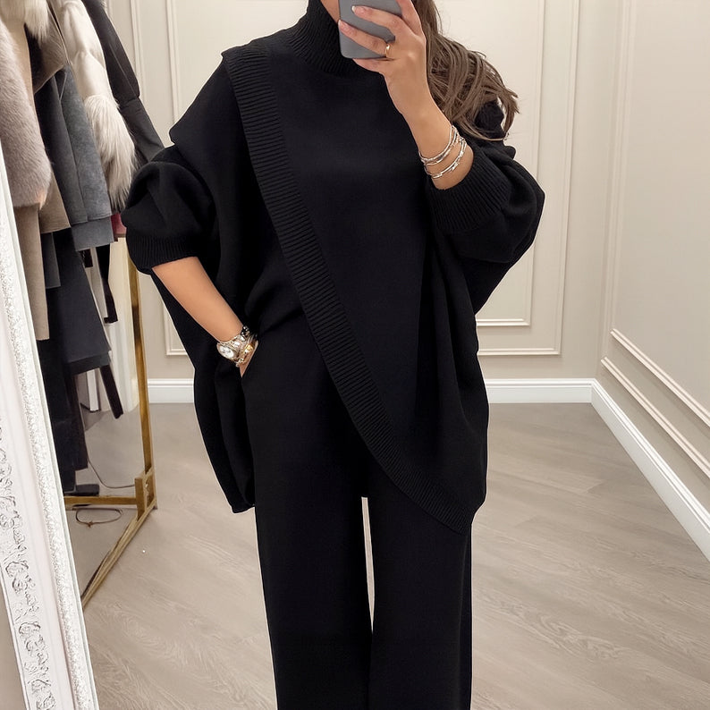 Outfit Damen mit asymmetrischem Pullover und weitem Schnitt | A&B - 4 - Annoboutique
