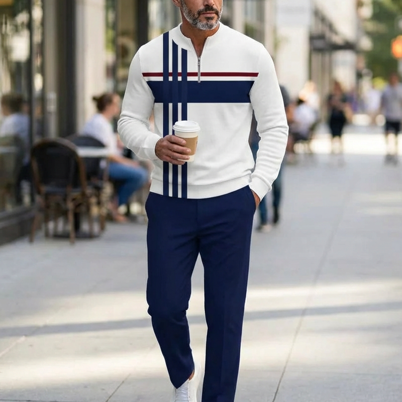 Outfit Herren mit Zip-Hemd und lockerer Passform | A&B - 4 - Annoboutique