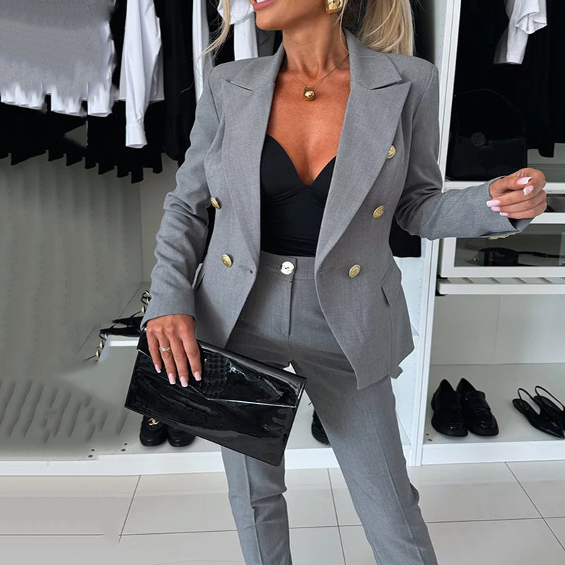 Blazer Damen mit figurbetonendem Schnitt und doppelten Knöpfen | A&B - 3 - Annoboutique