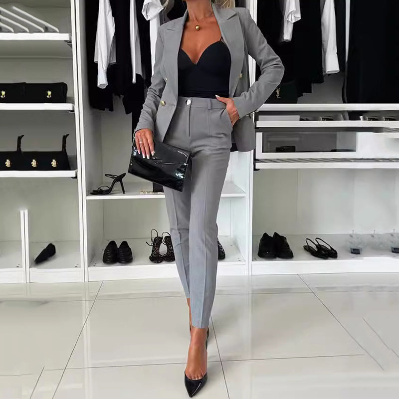 Blazer Damen mit figurbetonendem Schnitt und doppelten Knöpfen | A&B - 5 - Annoboutique