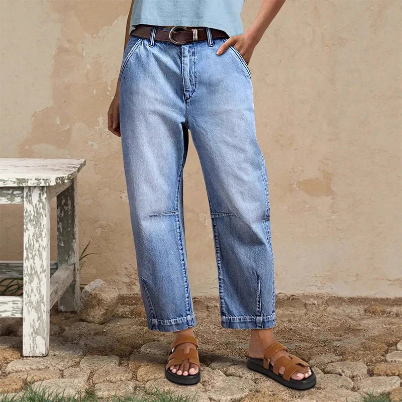 Hochwertige Jeans Damen mit weitem Bein und lockerer Passform | A&B - 3 - Annoboutique