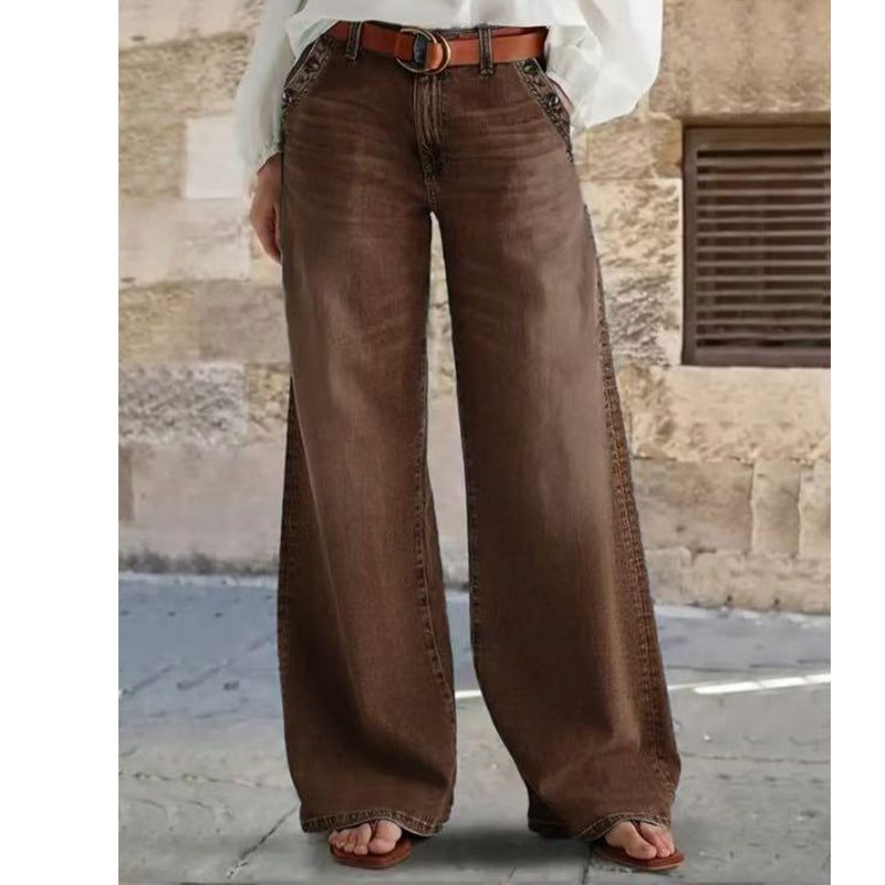 Damen Jeans mit Hohem Bund und weitem Bein | A&B - 2 - Annoboutique