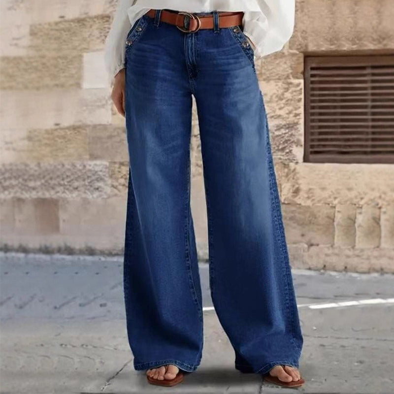 Damen Jeans mit Hohem Bund und weitem Bein | A&B - 3 - Annoboutique
