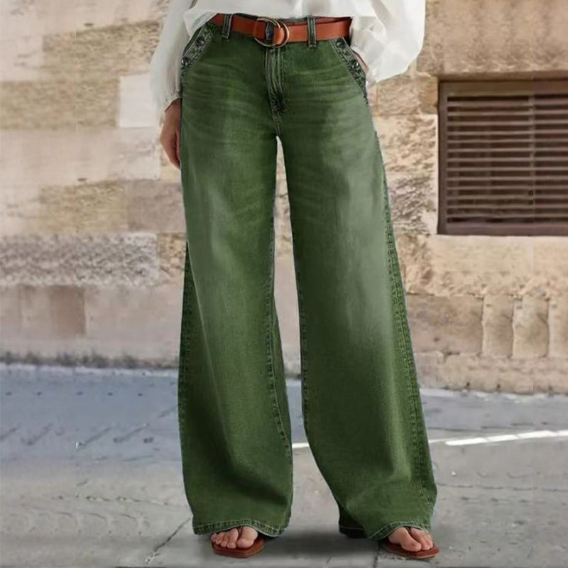 Damen Jeans mit Hohem Bund und weitem Bein | A&B - 4 - Annoboutique