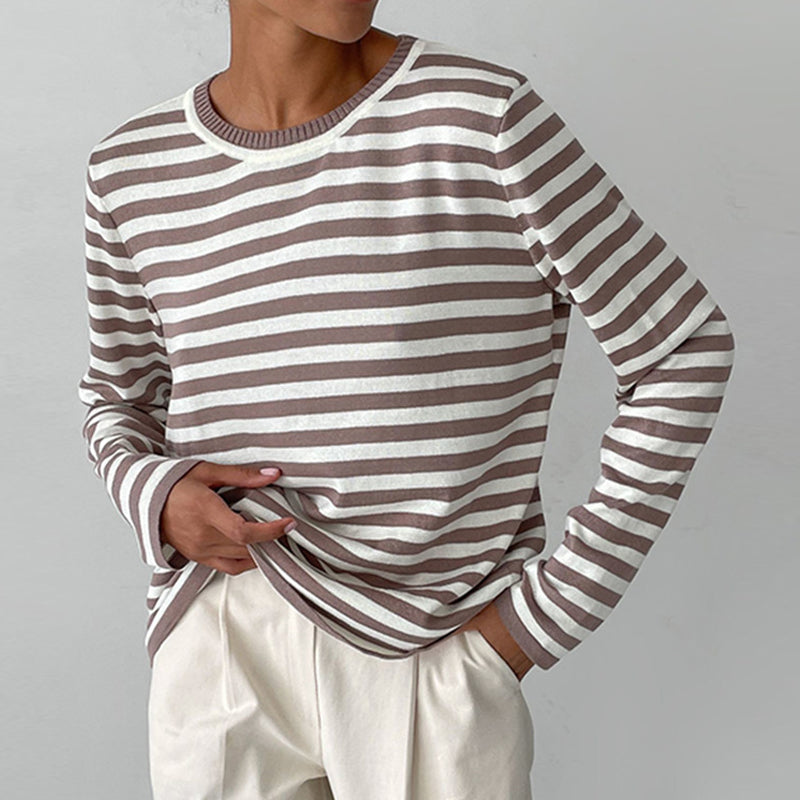 Pullover Damen mit lässigem Schnitt und Rundhalsausschnitt | A&B - 6 - Annoboutique