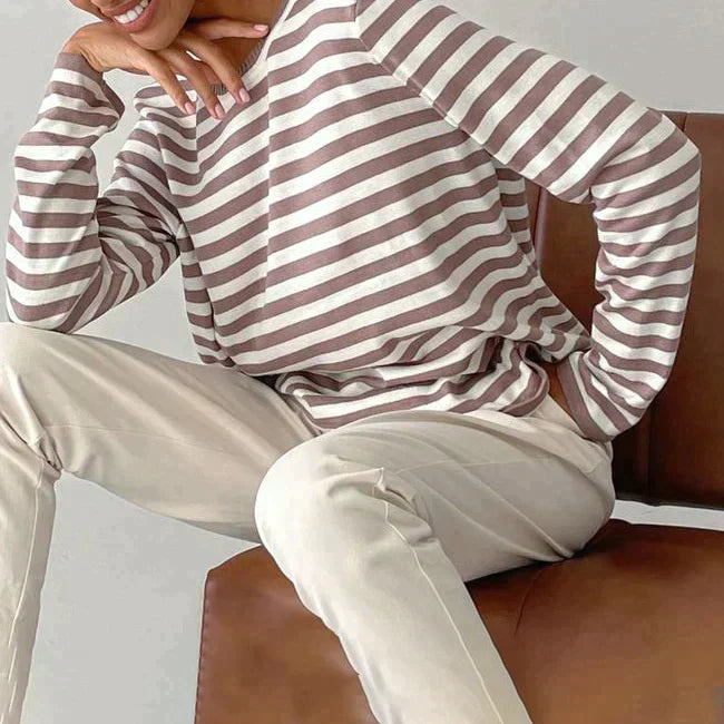 Pullover Damen mit lässigem Schnitt und Rundhalsausschnitt | A&B - 7 - Annoboutique