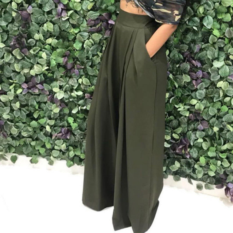 Weite Hose Damen mit hohem Bund und praktischen Taschen | A&B - 1 - Annoboutique