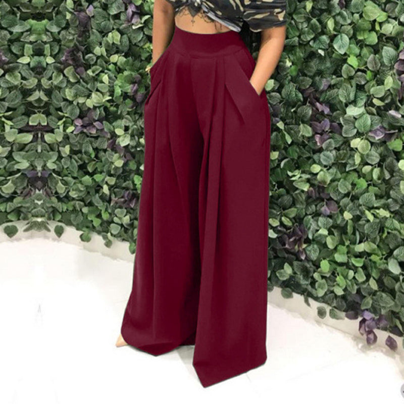 Weite Hose Damen mit hohem Bund und praktischen Taschen | A&B - 3 - Annoboutique