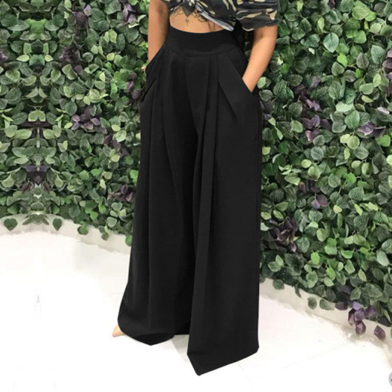 Weite Hose Damen mit hohem Bund und praktischen Taschen | A&B - 4 - Annoboutique