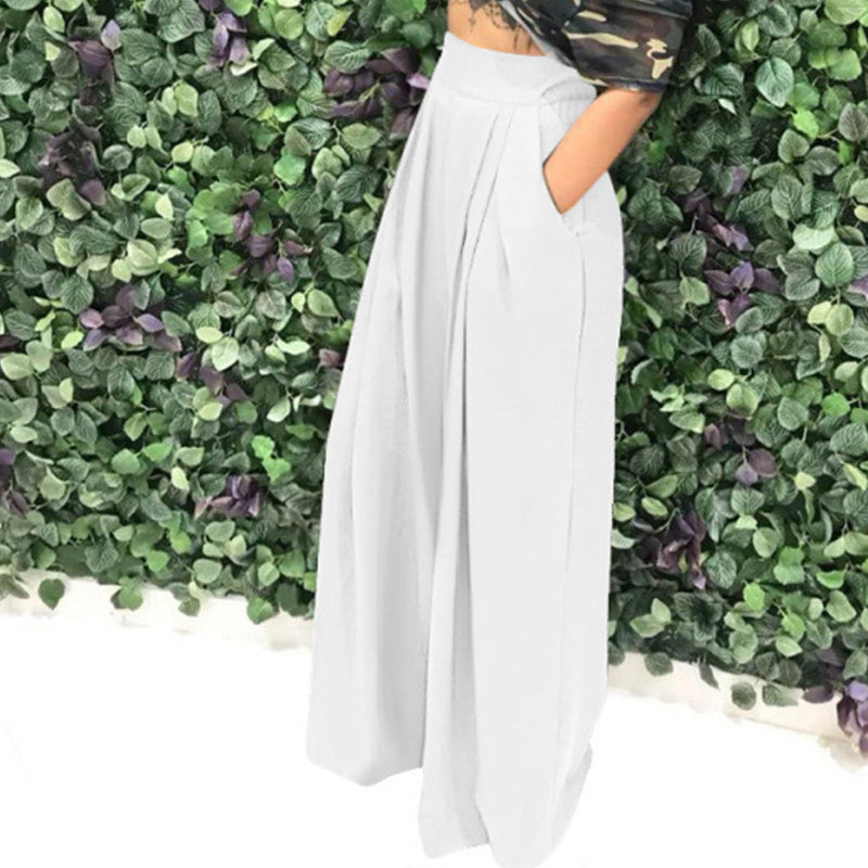 Weite Hose Damen mit hohem Bund und praktischen Taschen | A&B - 6 - Annoboutique