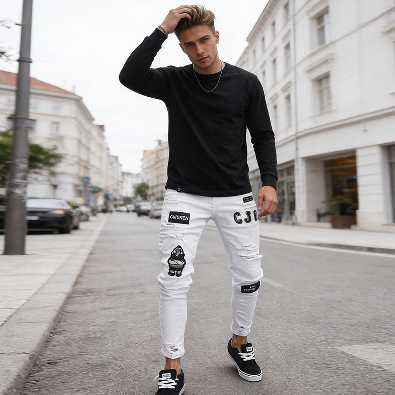 Herren Jeans mit Ripped-Design und Patches | A&B - 1 - Annoboutique