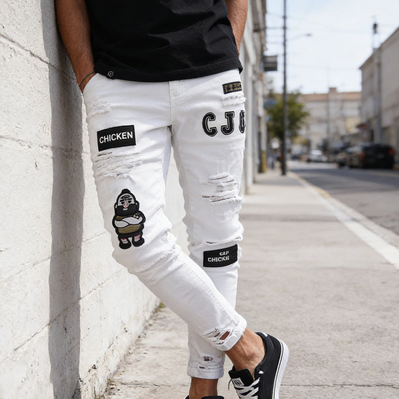 Herren Jeans mit Ripped-Design und Patches | A&B - 3 - Annoboutique