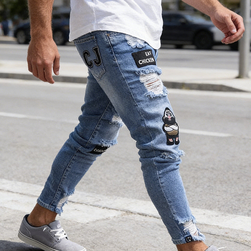 Herren Jeans mit Ripped-Design und Patches | A&B - 4 - Annoboutique