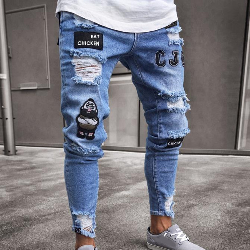 Herren Jeans mit Ripped-Design und Patches | A&B - 9 - Annoboutique