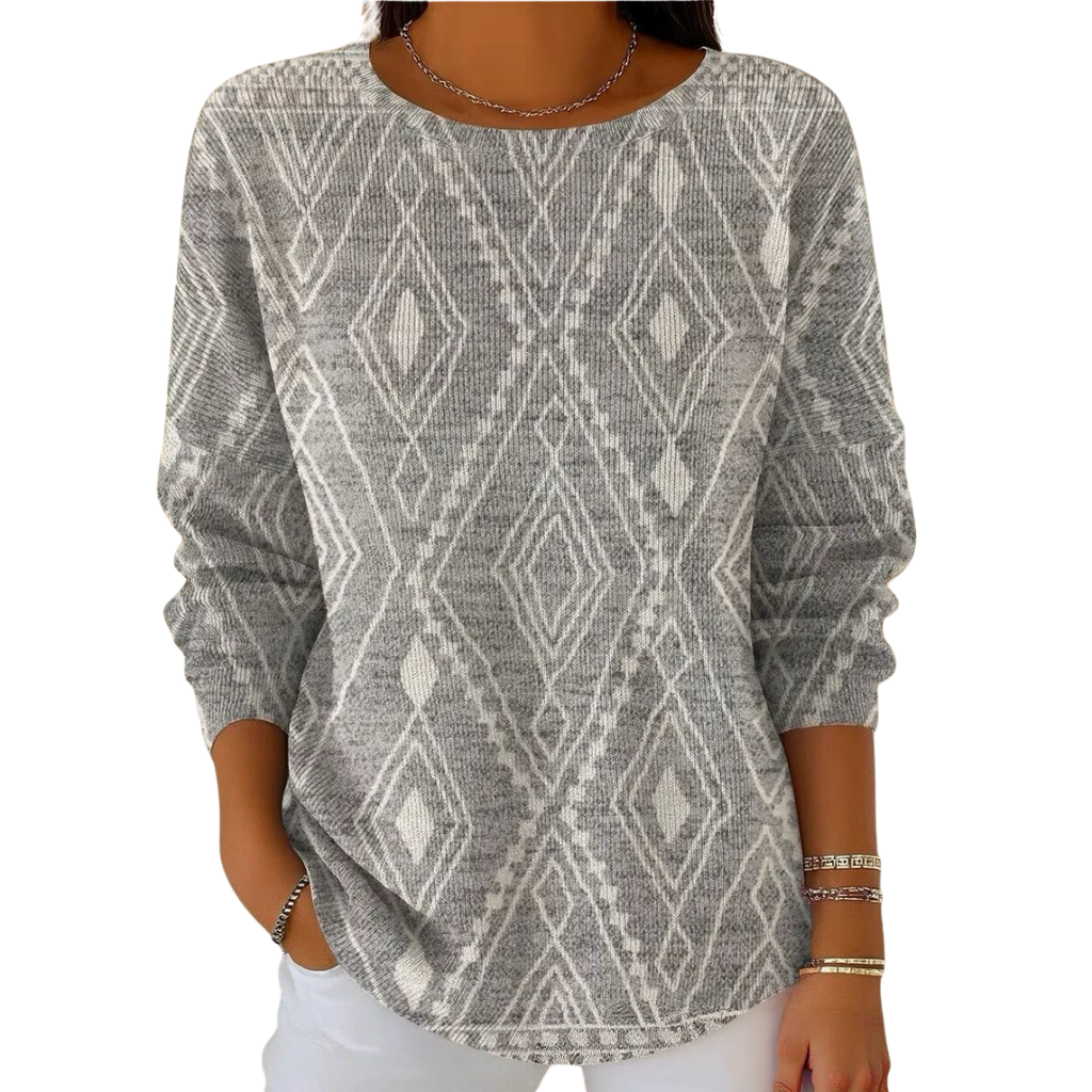 Pullover Damen mit lässigem Schnitt und grafischem Design | A&B - 2 - Annoboutique
