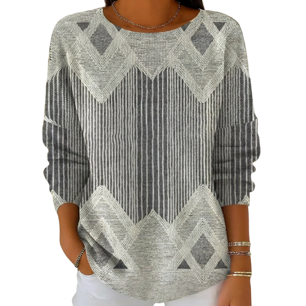 Pullover Damen mit lässigem Schnitt und grafischem Design | A&B - 3 - Annoboutique