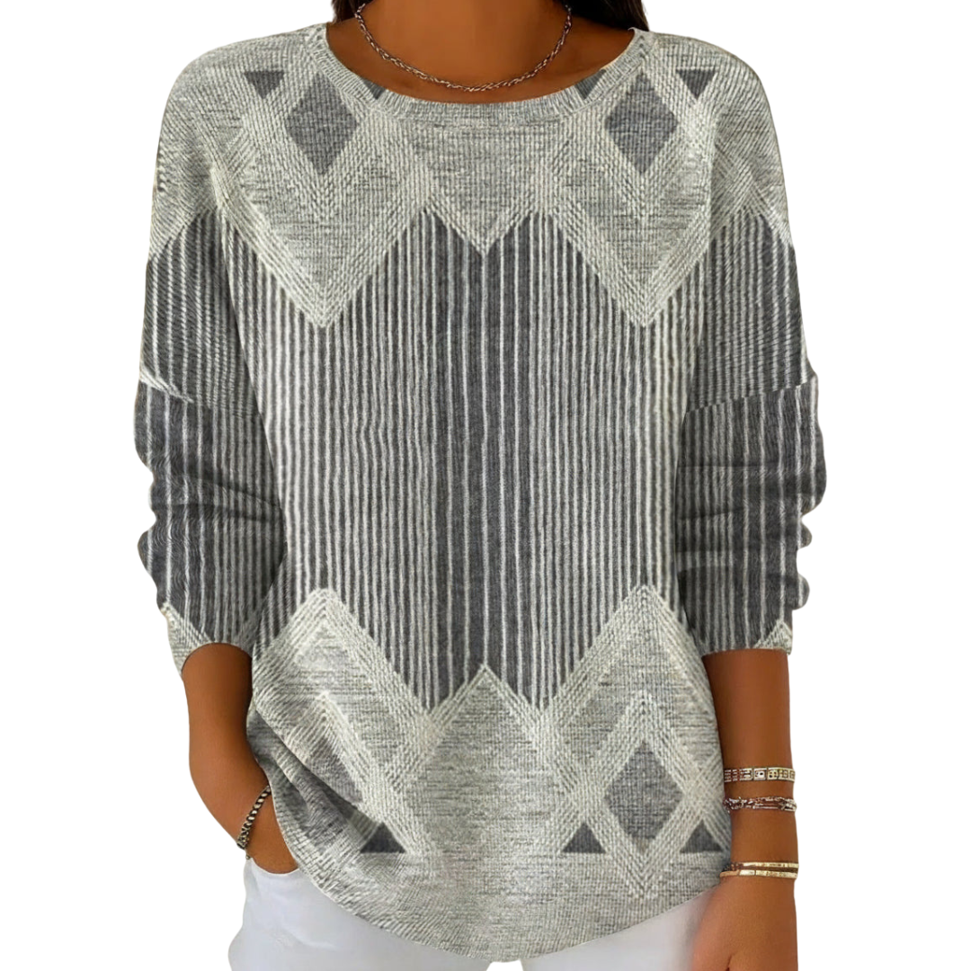 Pullover Damen mit lässigem Schnitt und grafischem Design | A&B - 3 - Annoboutique