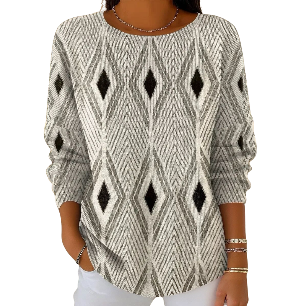 Pullover Damen mit lässigem Schnitt und grafischem Design | A&B - 4 - Annoboutique