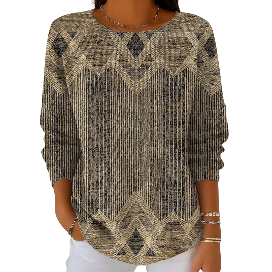 Pullover Damen mit lässigem Schnitt und grafischem Design | A&B - 5 - Annoboutique