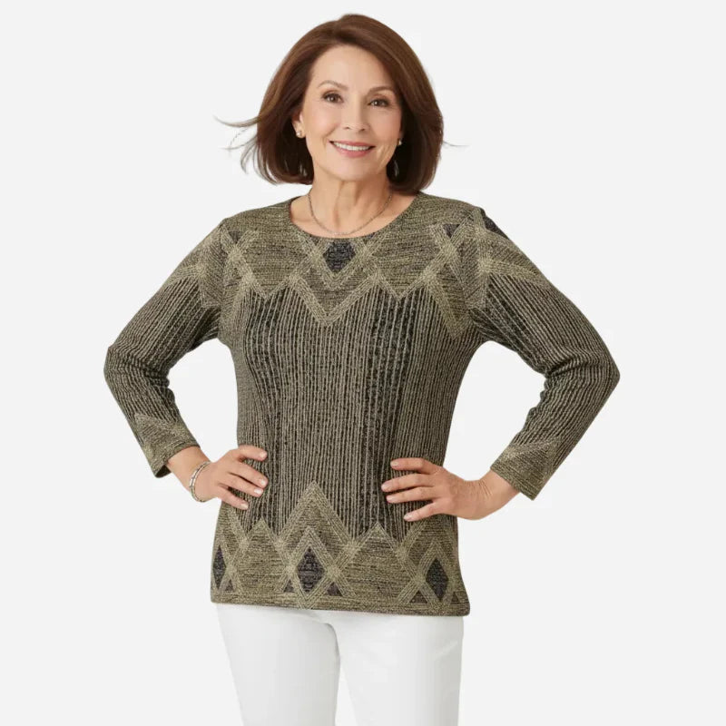 Pullover Damen mit lässigem Schnitt und grafischem Design | A&B - 6 - Annoboutique