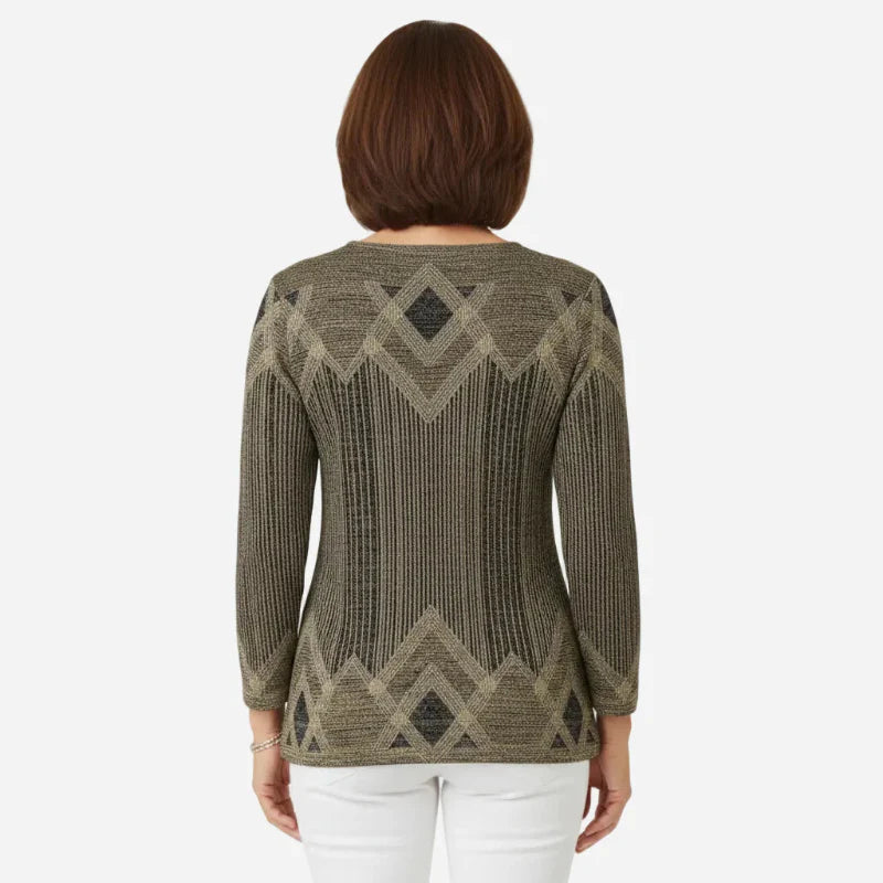 Pullover Damen mit lässigem Schnitt und grafischem Design | A&B - 7 - Annoboutique