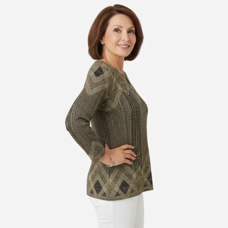 Pullover Damen mit lässigem Schnitt und grafischem Design | A&B - 8 - Annoboutique