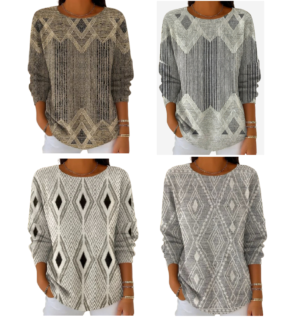 Pullover Damen mit lässigem Schnitt und grafischem Design | A&B - 9 - Annoboutique