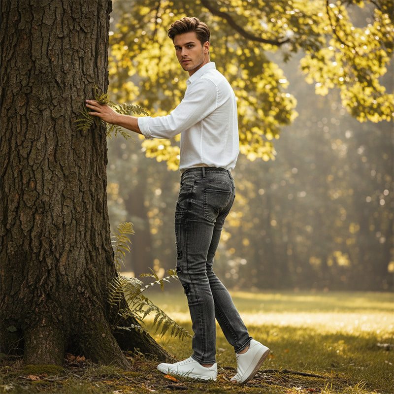Herren Jeans mit Slim-Fit Schnitt und Destroyed Look | A&B - 2 - Annoboutique