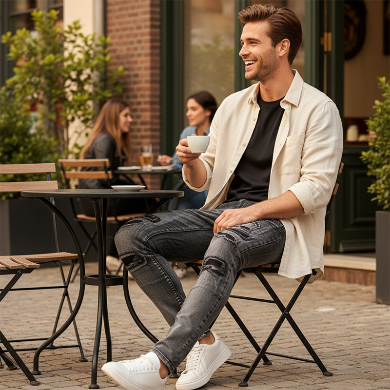 Herren Jeans mit Slim-Fit Schnitt und Destroyed Look | A&B - 3 - Annoboutique